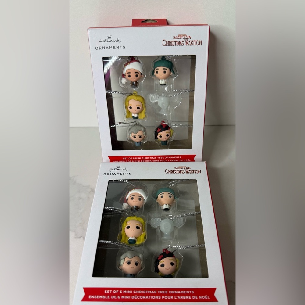 2 Hallmark  NATIONAL LAMPOON'S "CHRISTMAS VACATION" Set Of 6 MINI TREE ORNAMENTS